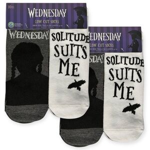 (2) Wednesday Addams Family Low Cut Socks 10 Pack Size 4 - 10